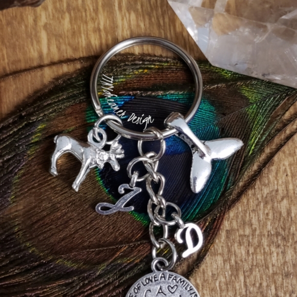 Personalized Keychain Family Pursecharm CUSTOM CHARMS Monogram Initials Bag clip - Picture 6 of 9